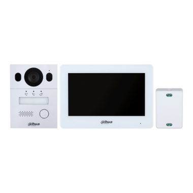 Фотография товара 'Dahua DHI-KTX01(F) Комплект: DHI-VTO2003F: 2-проводная вызывная панель 2Мп DHI-VTH5123H-W: 2-проводной 7" монитор видеодомофона с WiFi VTNC1003C: 2-проводной контроллер VTM114: монтажная коробка для врезного монтажа'