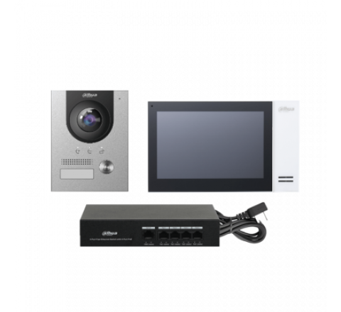 Фотография товара 'Dahua Комплект DHI-VTO2201F-P+DHI-VTH2421FW-P+DH-PFS3005-4ET-36E DHI-KTP01L(S)'
